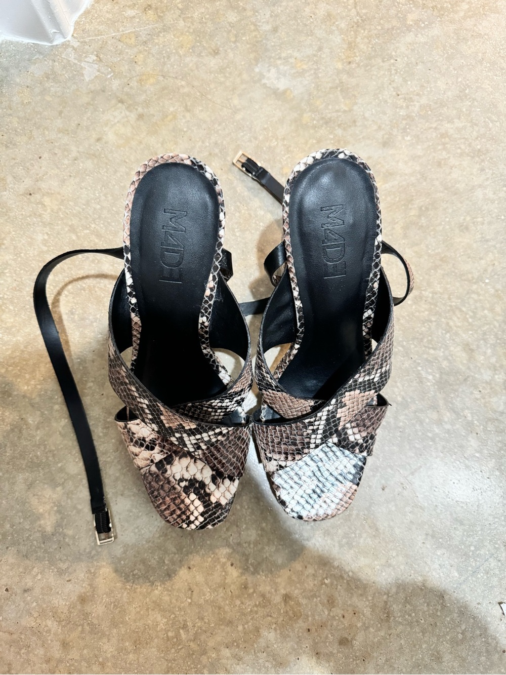 Snake-Print Strappy Platform Sandal